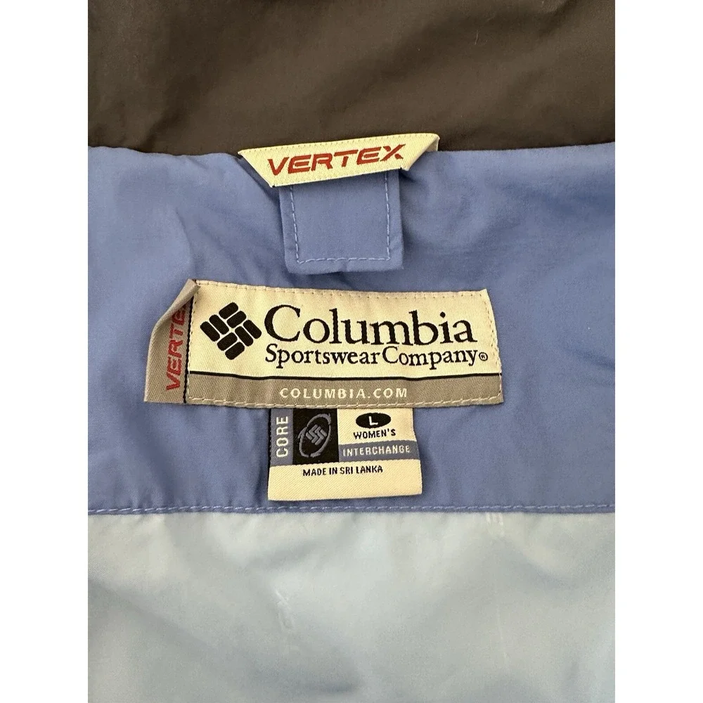 Columbia‎ Vertex Womens Large Jacket Coat Blue Nylon Waterproof Stow Away Hood